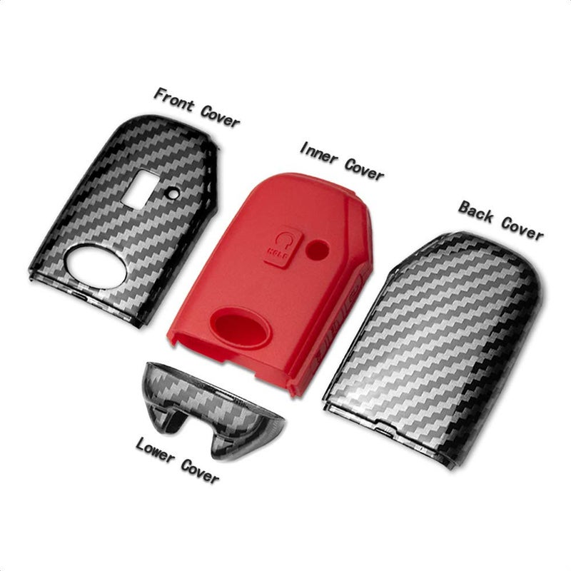 TANGSEN Smart Key Fob Case Compatible with KIA CEED CERATO Forte NIRO SELTOS Sorento Soul SPORTAGE Telluride 3 4 5 Button Keyless Entry Remote Personalized Cover ABS Carbon Fiber Black Silicone - Image 2